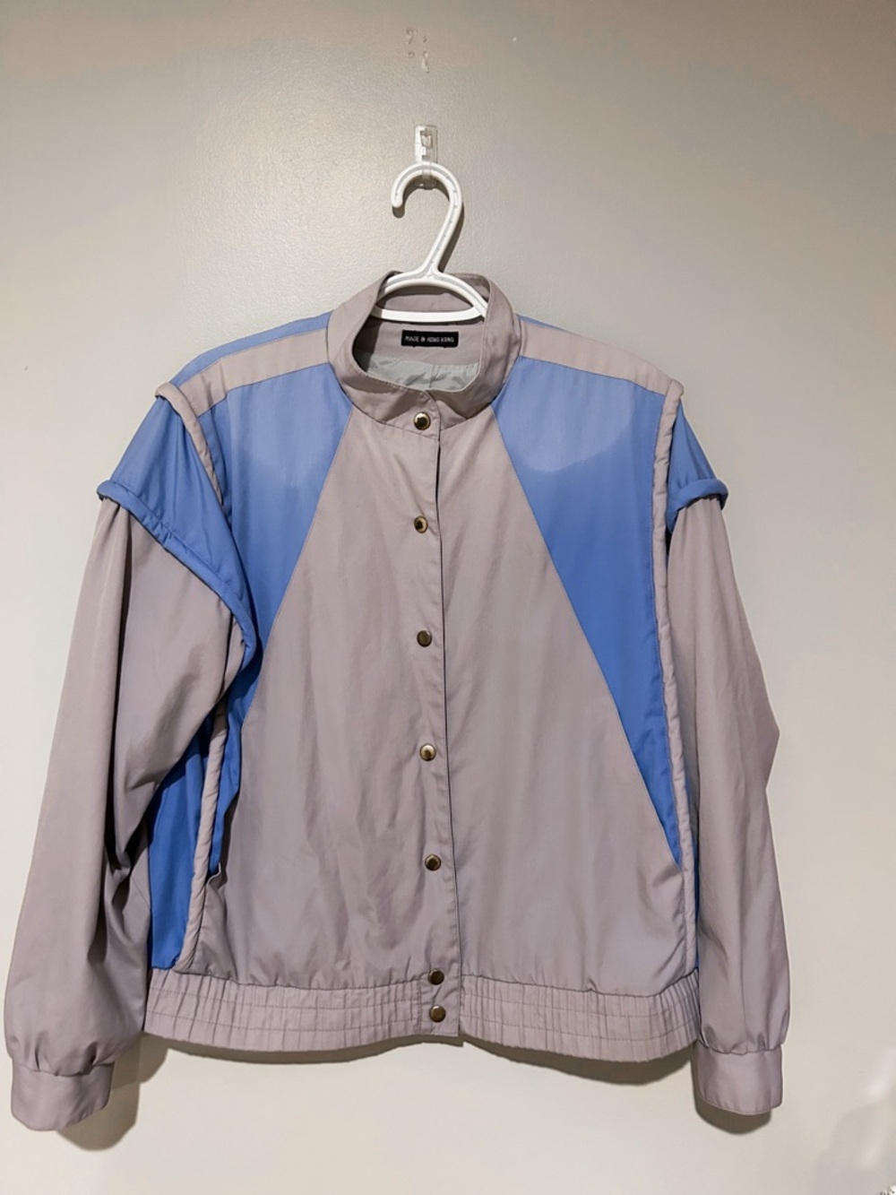 Vintage Bibi Bros Colorblock Windbreaker Jacket 80s Made in Hong Kong Snap Front